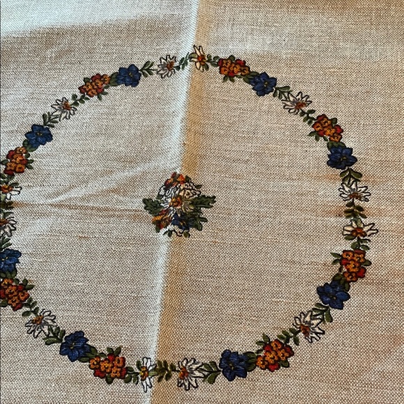 Vintage WEST GERMAN Folk Art Tablecloth with Green Border - Picture 5 of 14